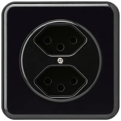 Prise ENC basico 2×type 13 noir avec sécurité enfants 