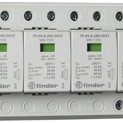 Parasurtension AMD Finder 7P.05, type 1+2, 3L/N 250A, TN-S 