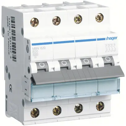 Disgiuntore Hager MCB 4P 415V B 20A 6kA 10kA 4UM 