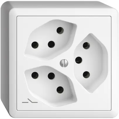 Presa AP EDIZIOdue 3×T13 bianco 1×S con shutter 