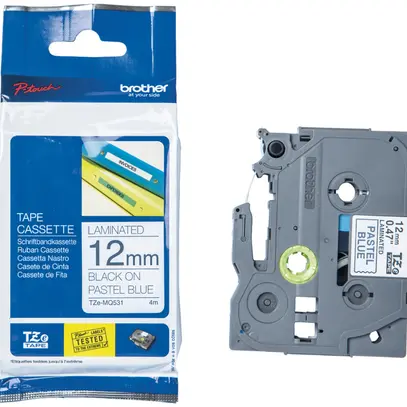 Cassette ruban Brother Tze-MQ531 12mm×4m bleu/noir 