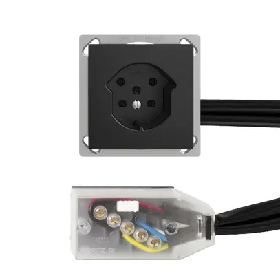 Presa INS EDIZIOdue T15 nero per cavo piatto Technofil 