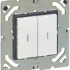EB-Doppel-Wechselschalter 3+3 ARTEOR, mit Befestigungsplatte, weiss 