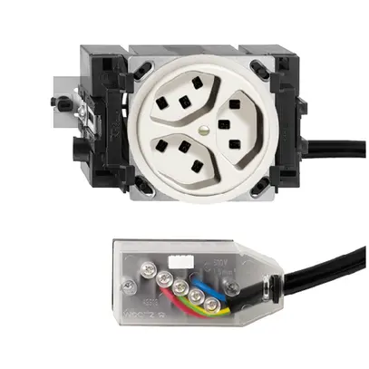 Prise INC 3×T23 16A blanc 53mm L1 FH pour Technofil 