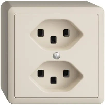 Presa AP 2×T23 16A EDIZIOdue crema, con morsetti innest. 