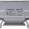 Borne de dérivation Woertz Ex 2.5…6mm² 41A 750V vis 2×1 rail DIN 35mm gris 