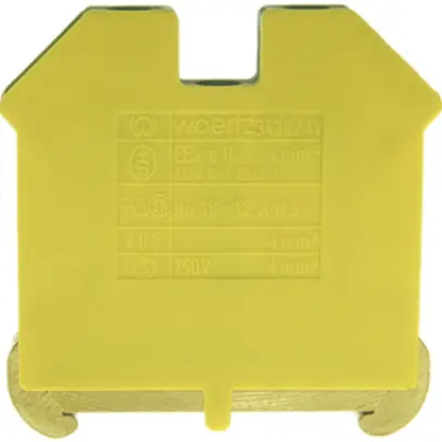 Morsetto di terra componibile Woertz Ex 1.5…4mm² vite 2×1 DIN 35mm verde/giallo 