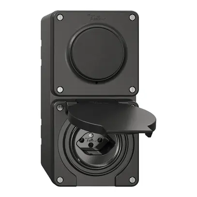 Combinazione NAP NEVO, interruttore a pulsante schema 3/1L + presa tipo 13, nero 