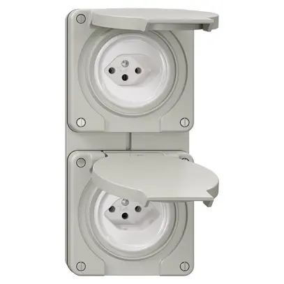 Combinazione NUP NEVO, 2×presa tipo 13, grigio chiaro 