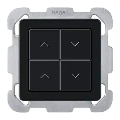 Pulsante per tapparelle KNX INC Hager BA basico B quadruplo 77×77mm nero 