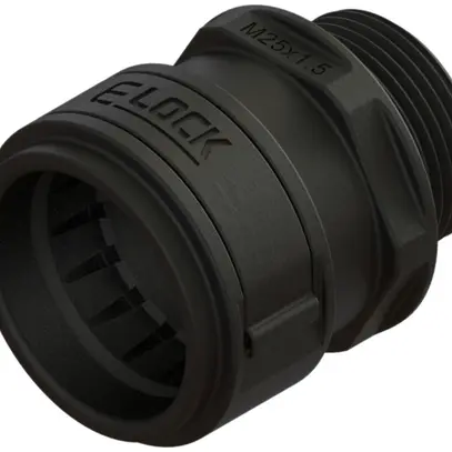Connettore per tubo corrugato Plica ELOCK M25 diritto nero 