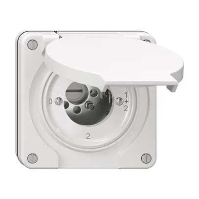 NUP-Drehschalter NEVO, 1/1 L, ohne Zylinder, KS, 0-1-1+2-2, weiss 