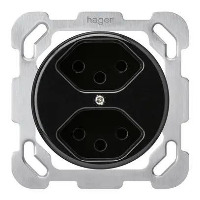 Inserto per presa INC basico 2×tipo 13 nero con protezione bambini 