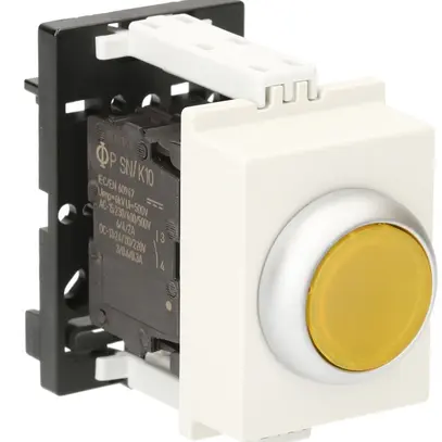 Poussoir lumineux AMD K&N, 24VAC/DC, 1F 6A, 2UM, calotte jaune 