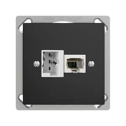 Presa INS 1×T+T,1×RJ45/u 4P EDIZIOdue ITplus ITM nero 