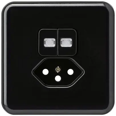 UP-Frontset basico 86×86mm schwarz mit 2 Linsen und Kinderschutz S1/T13 für BOMI 