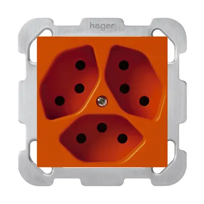Presa INC kallysto 3×T13 arancione con piastra di fissaggio 