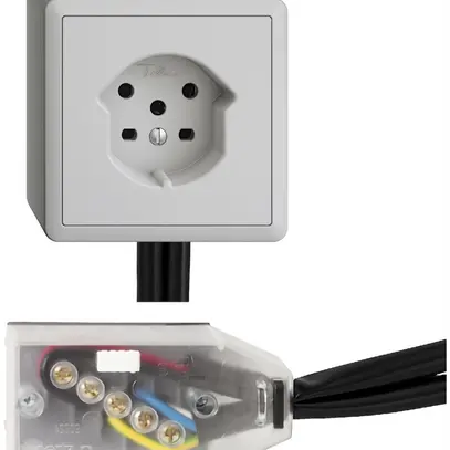 Presa AP EDIZIOdue T15 grigio chiaro, Snap per cavo piatto Technofil 