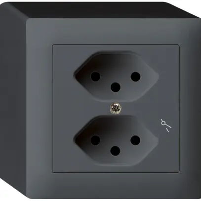 Prise AP kallysto 2×T13/1 anthracite avec sécurité enfants 
