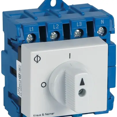 EB-Lasttrennschalter für DIN 4P, 20A, Front: 0-1, grau, 44×45mm, Griff grau 