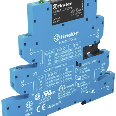 Relè di accoppiamento AMD Finder 39 MasterPLUS, 1Ch 6A/24VDC SSR morsetti a vite 