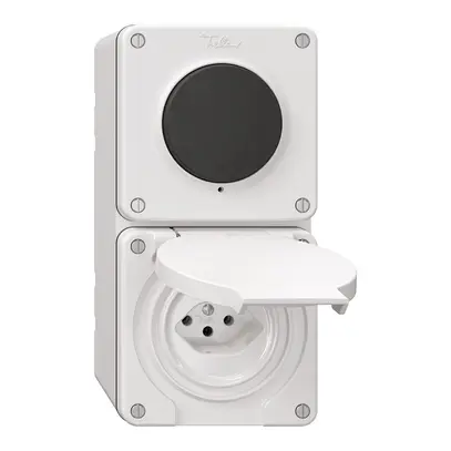 Combinaison NAP NEVO, interrupteur à poussoir schéma 3/1L + prise type 13, blanc 