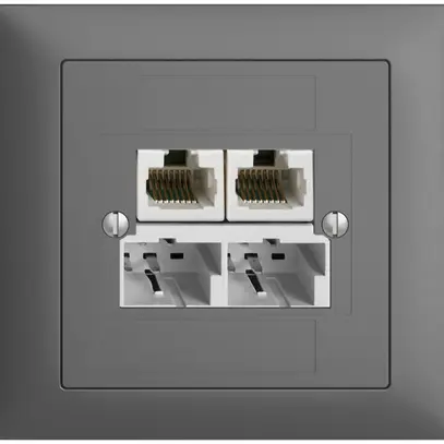 Presa INS SOHO 2×TT/2×RJ45/u sep.ITplus EDIZIOdue grigio scuro 