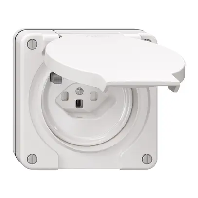 Prise FI NUP NEVO, 30mA, type 23, a.shutter, a.bornes de raccordement, blanc 