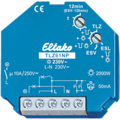 Timer per luce delle scale INS Eltako TLZ61NP 230V 1S 10A/250V 1…12min 
