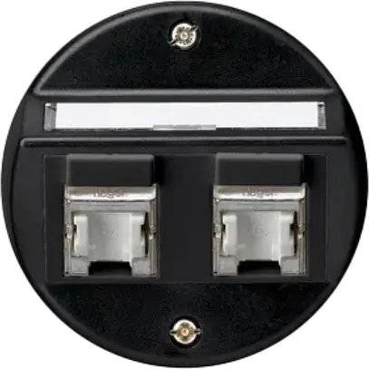Inserto per presa INC basico A cat.6 2×RJ45/s uscita obliqua nero 