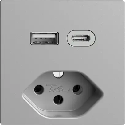 Presa USB tipo A+C + tipo 13 Feller EDIZIOdue F 230V 3000mA silver 