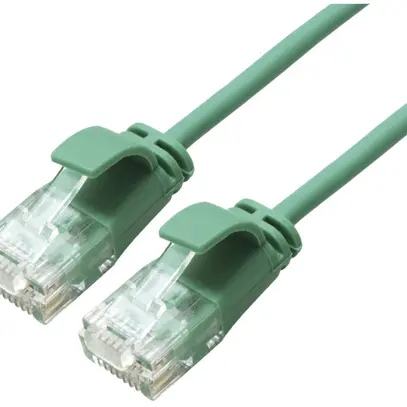 Patchkabel RJ45 ROLINE Slim, Kat.6A U/UTP, rund, grün, 1m 