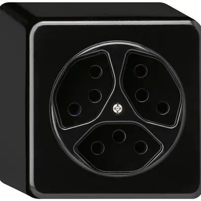 Presa AP basico 3×tipo 13 nero h=54mm 