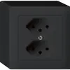 Prise AP kallysto 2×T13 noir avec sécurité enfants 