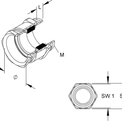 Presse-étoupe laiton M16 8…10mm filet court bague d'extension hexagonale 