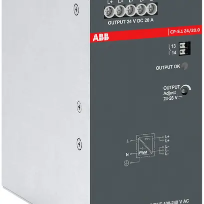 Alimentazione a commutazione ABB CP-S.1 24/20.0, IN:100…240V, OUT:24VDC/20A 