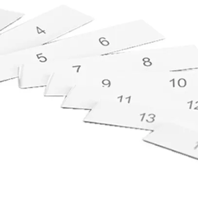 Plaquette indicatrice STANDARDdue 1…16 pour sortie oblique 8 pièces, blanc 