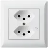 Prise ENC kallysto.line 2×T13/1 blanc avec sécurité enfants 