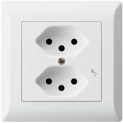 Prise ENC kallysto.line 2×T13/1 blanc avec sécurité enfants 