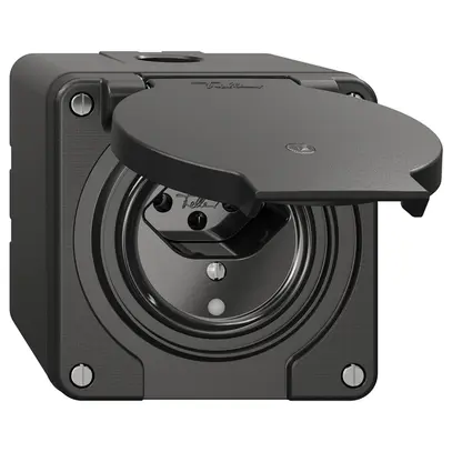 Prise NAP NEVO, 1×T13, IP21, a.LED, noir 