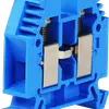 Borne de passage joignable Woertz 6…16mm² 76A 1000V vis 2×1 rail DIN 35mm bleu 