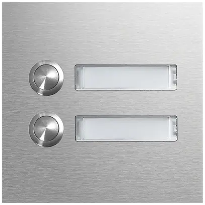 Piastra tasti Hager elcom.modesta con targhetta porta nome LED, 2 appartamenti 