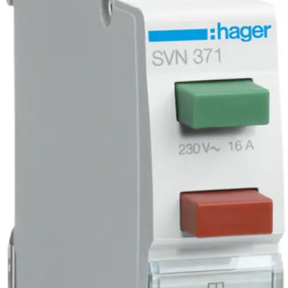 Poussoir INC Hager 16A 230V 2F 0 ouvreur 0 inverseur bouton rouge/vert 1UM 