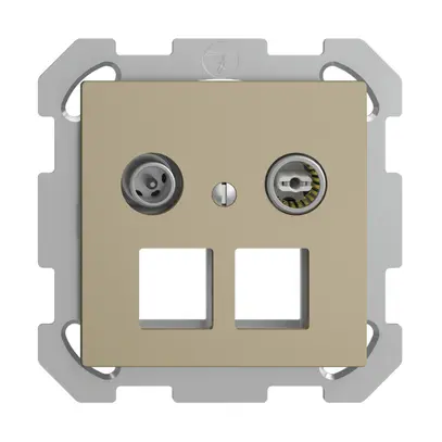 Presa multimedia 19dB INC Edue FM, presa di passaggio, per 2×RJ45 Keystone, sand 