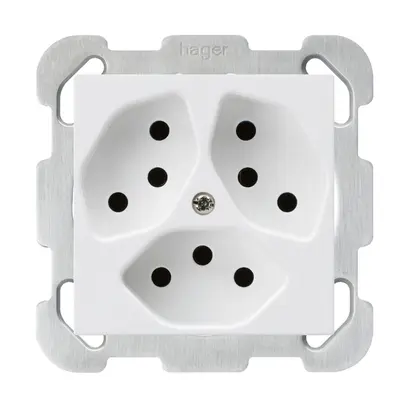 Presa INC kallysto 3×T13 bianco con piastra di fissaggio 
