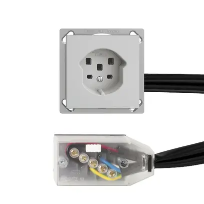 Prise INC EDIZIOdue T25 16A gris clair pour câble Technofil 