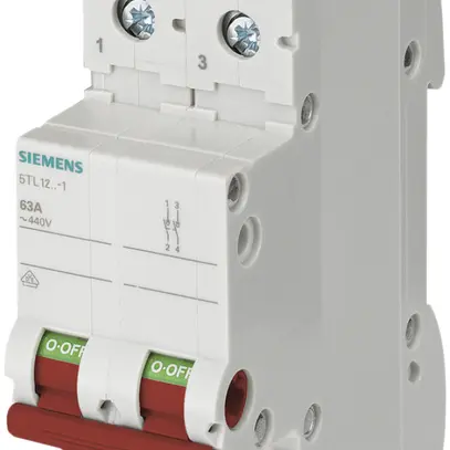 Interruttore AMD Siemens SENTRON 5TL1, 10A/440V 2L 2Ch, leva rosso, 2UM 