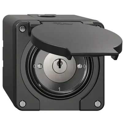 Interruttore rotativo NAP NEVO, 0/1L, con serratura&2 chiavi, KS, 0-1-0-1, nero 