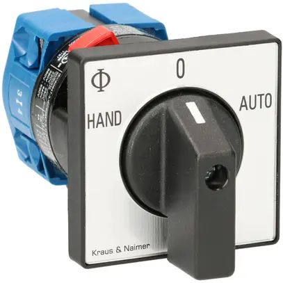 Inter.rotativo INS K&N, 20A/690V 2/1L, mano.ne, 48×48mm, Ø22.5mm, "HAND-0-AUTO" 