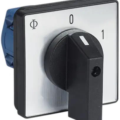 Interruttore rotativo INS K&N, 20A/690V 0/3L, manopola ne, 64×64mm, Ø8.5mm "0-1" 